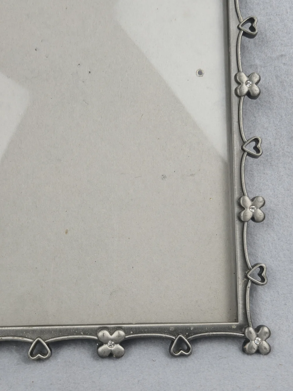 Vintage Elsa Pewter Floral Heart Frame 8x10 Cottagecore Decor
